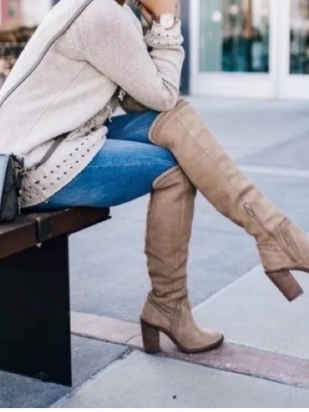 Tall Women's Beige Suede Knee-High Boots Vince camuto new